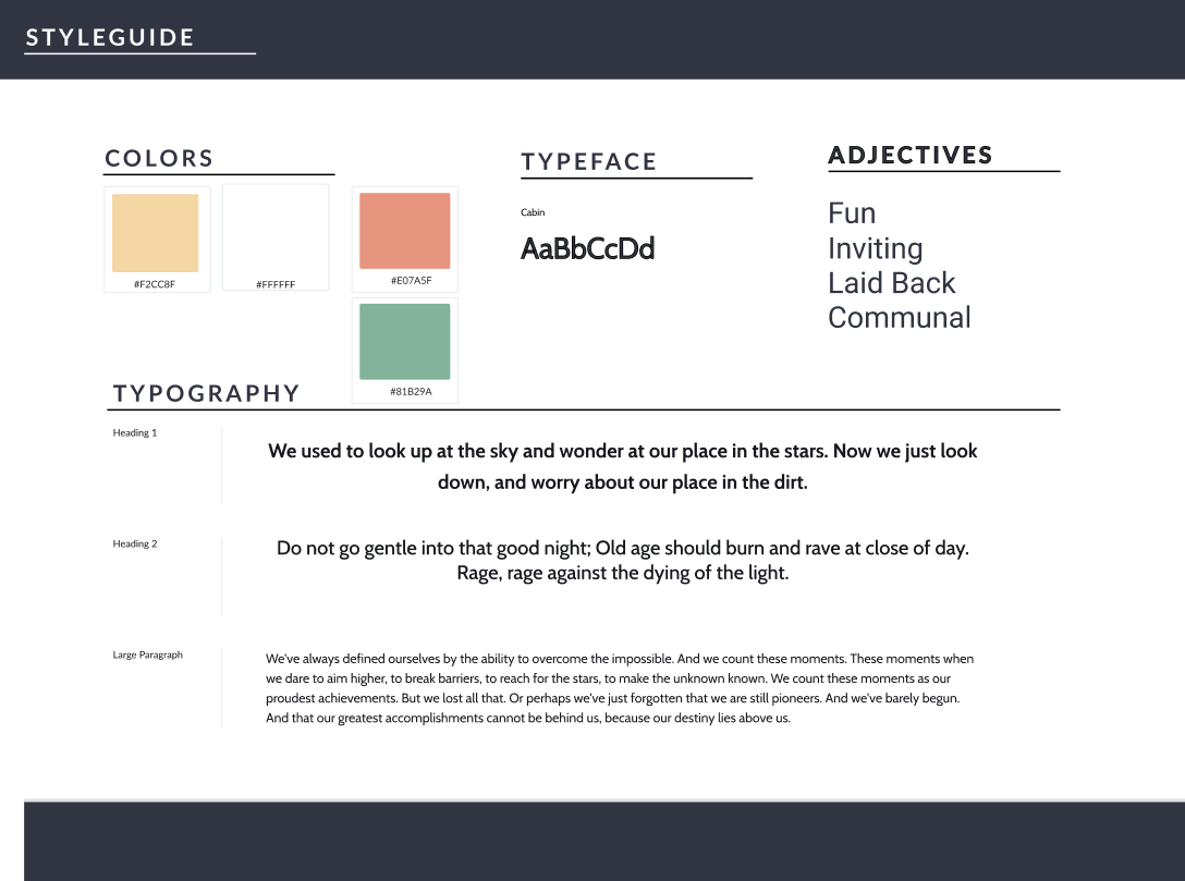 MEdia style guide — colors, typeface, and adjectives